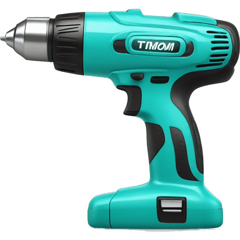 Realistic turquoise cordless power drill tool isolated.  emoji