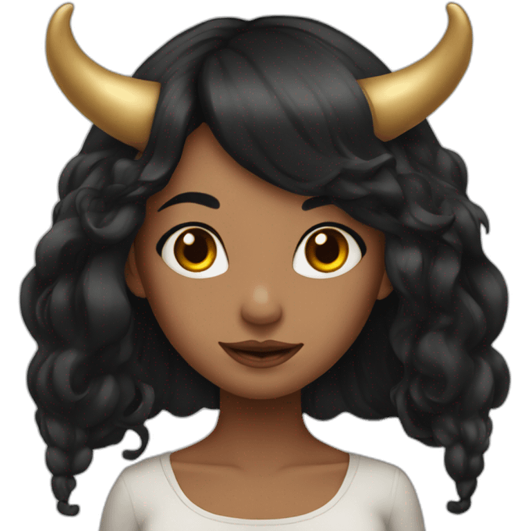 Girl with horns with long black hair emoji