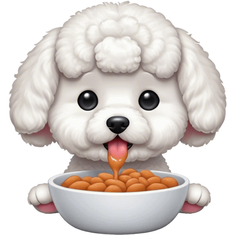 Bichon eating emoji