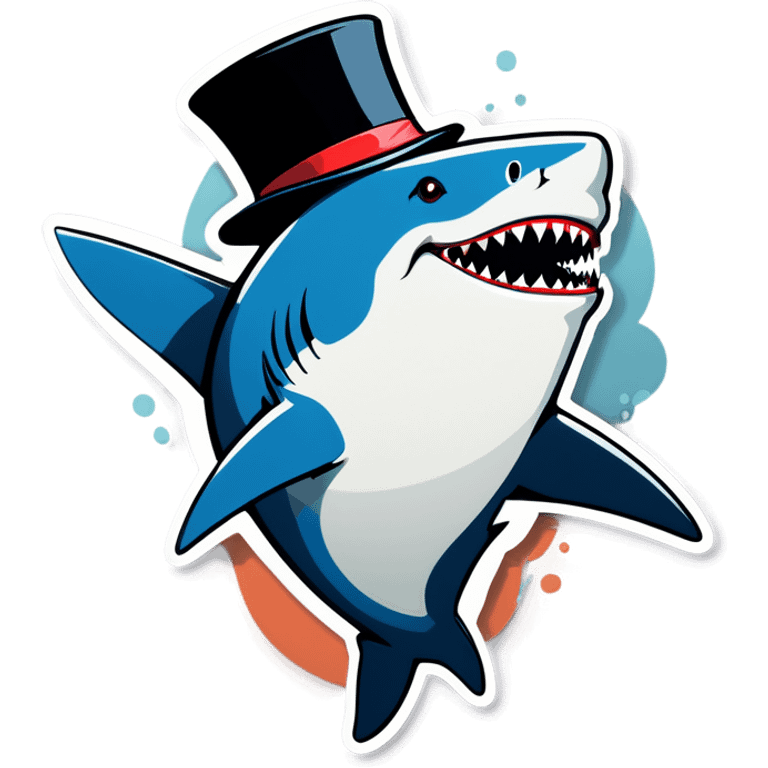 Shark with a top hat emoji