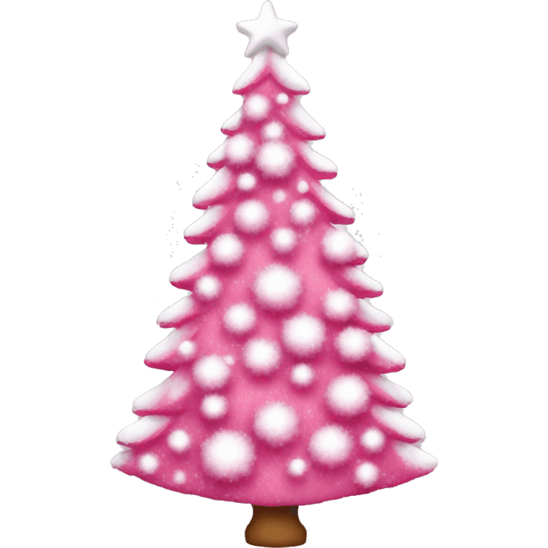 Pink Christmas tree with white snow emoji