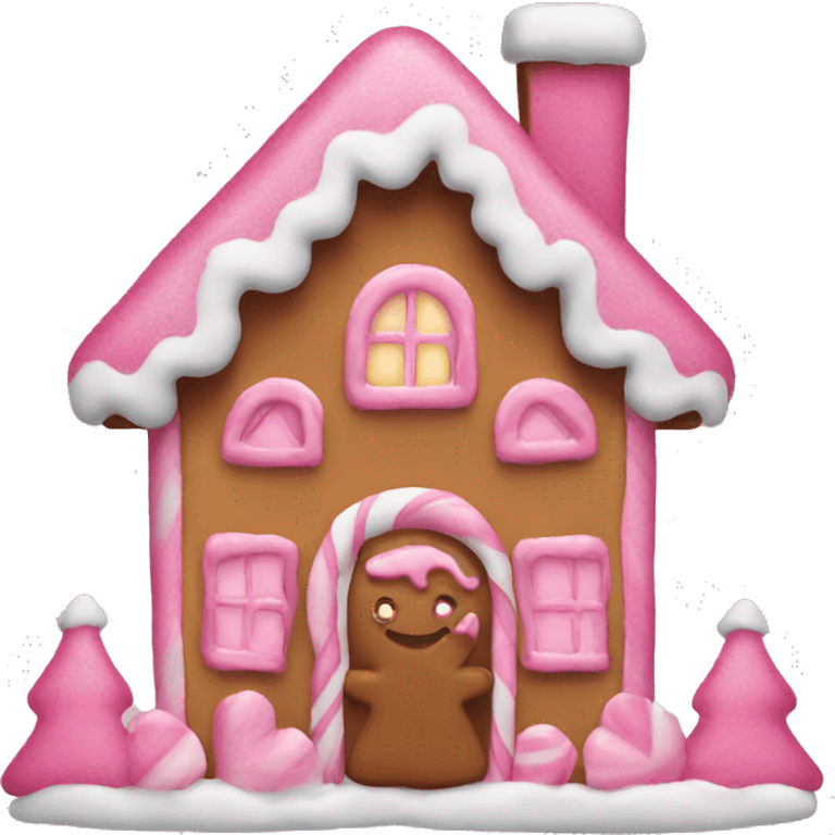 A pink gingerbread house emoji