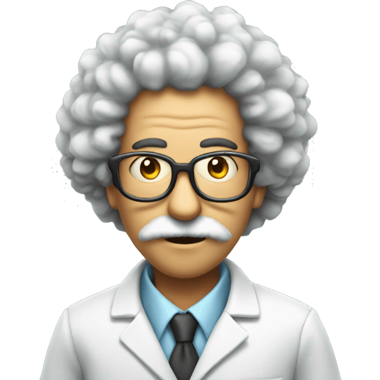 a mad scientist with an afro haircut, the scientist is smoking  emoji