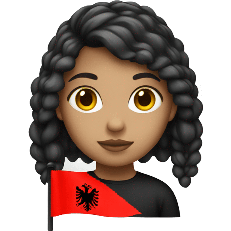  a girl with an albanian flag emoji