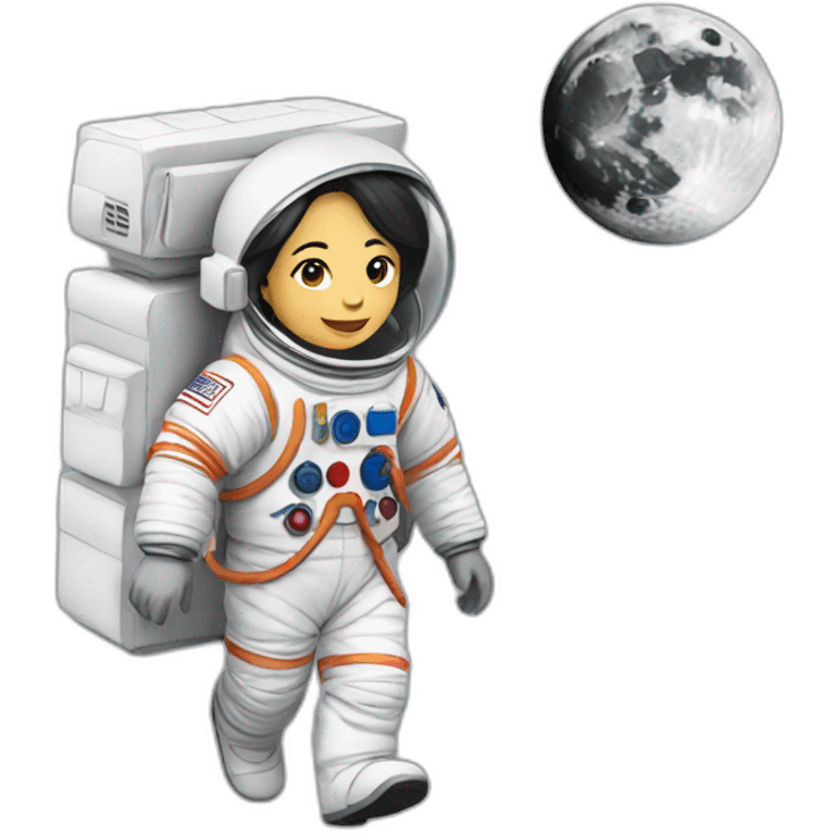 Asian woman walking on the moon emoji