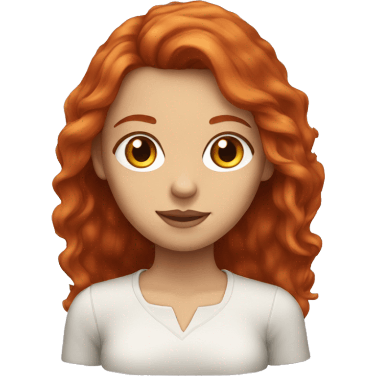 Redhead woman with long hair and amber eyes emoji