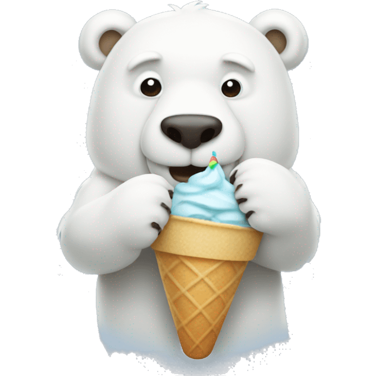 Icebear with ice cream in his hands emoji