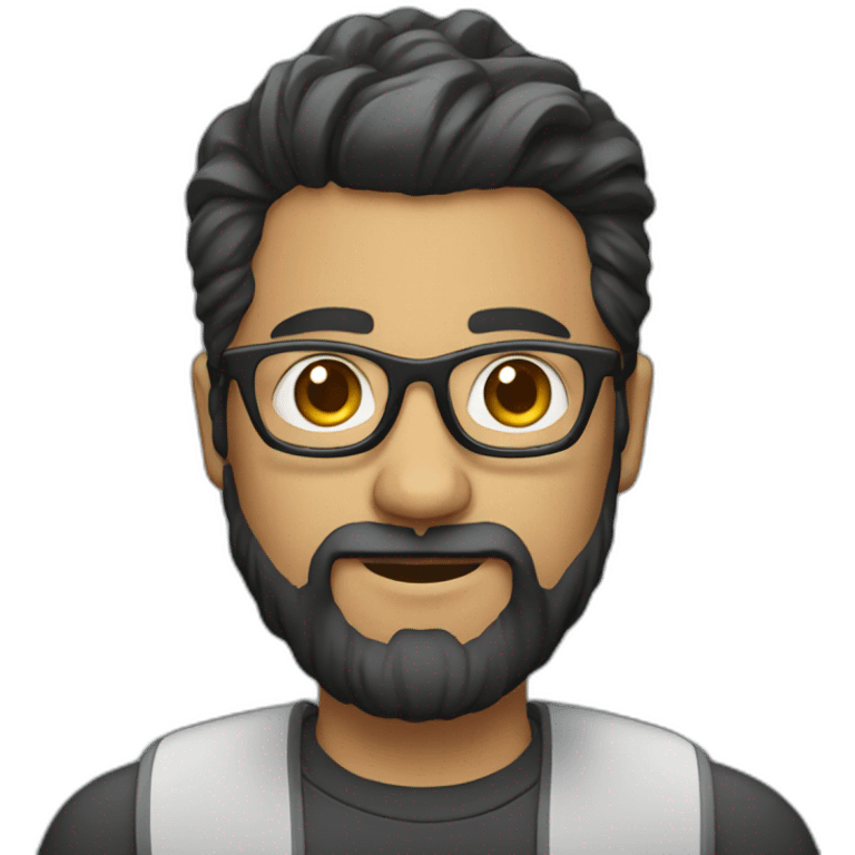 software engineer with glasses and beard with hair tied back emoji