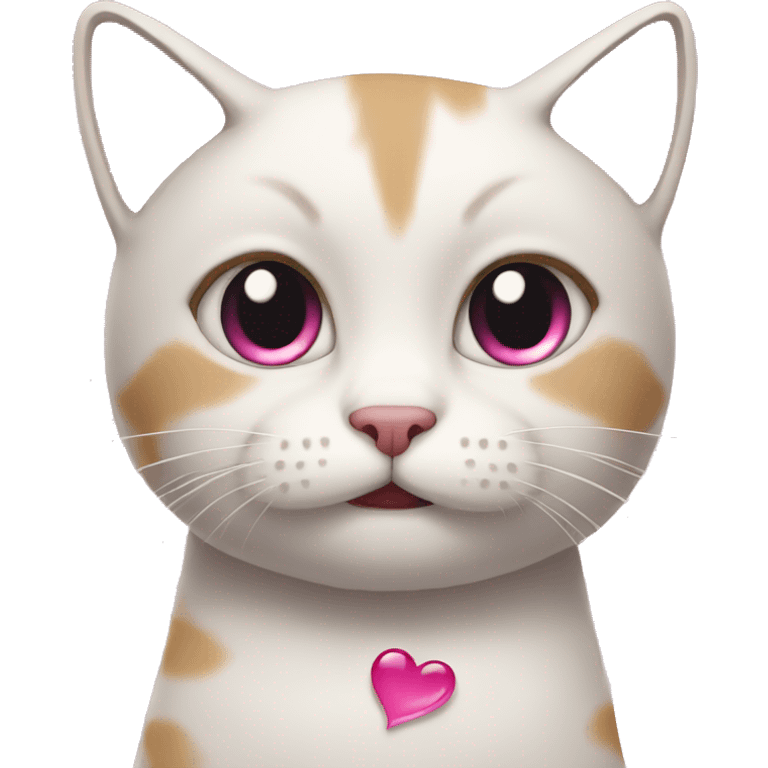 Cat with tears and pink love emoji