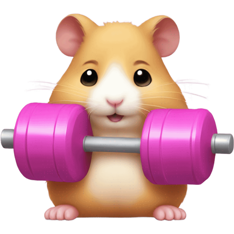 Pink hamster lifting weights  emoji