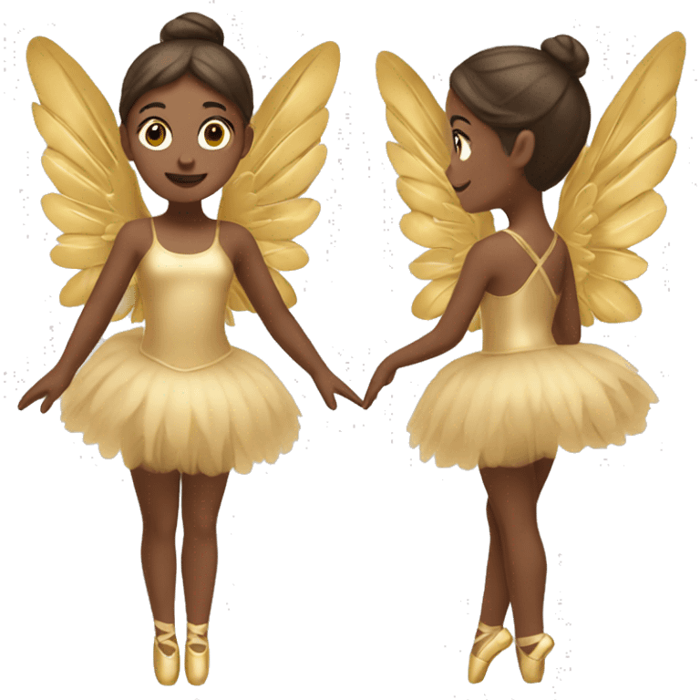  brown adult ballerina big gold wings emoji