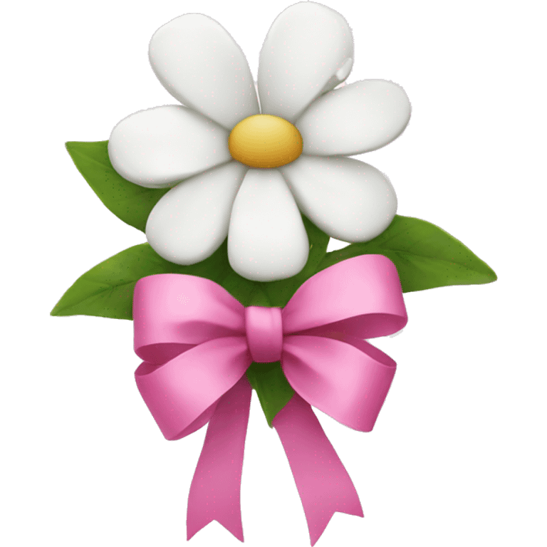 White flowers with Pink bow emoji