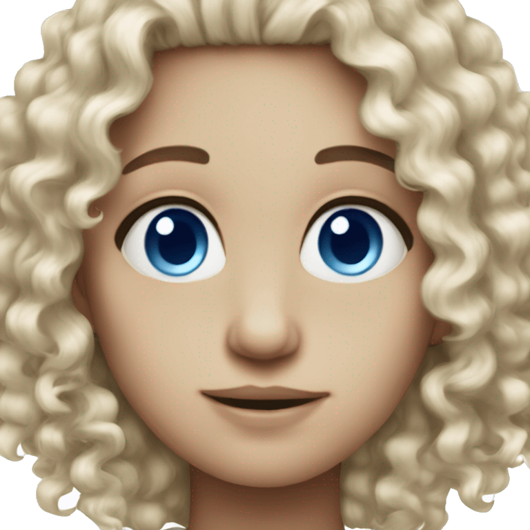 White skin curly hair blue eye emoji