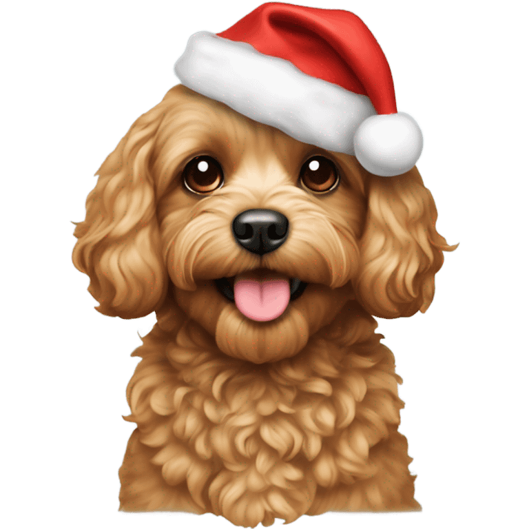 Cavapoo with Christmas hat emoji