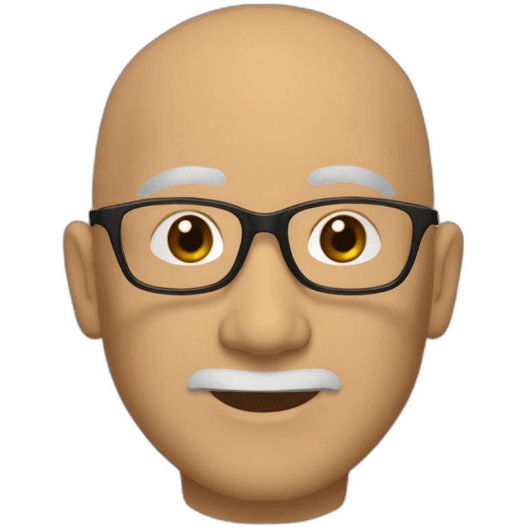 A fifty-year-old Man with a slight Asian appearance, a bald head, Ray-Ban glasses, and brown eyes with a friendly gaze. emoji