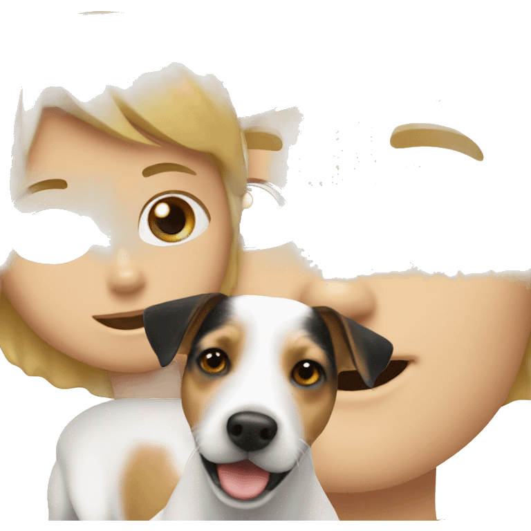 Blonde boy with jack russell terrier emoji