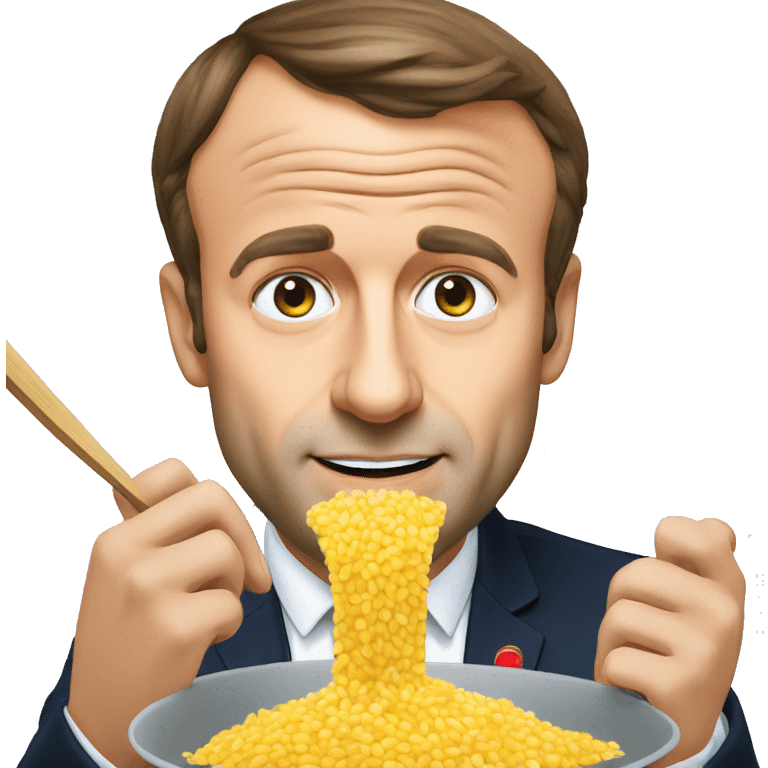 Emmanuel macron qui mange du riz emoji