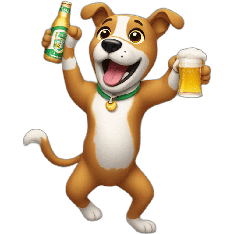 dancing dog with a beer emoji