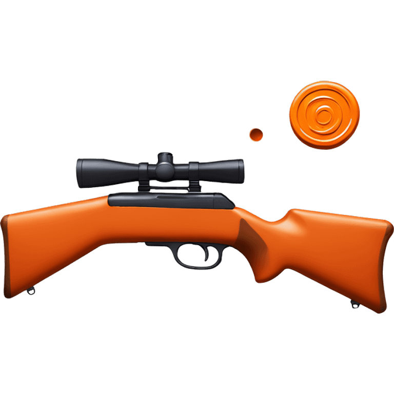 Shotgun and orange clay target in clay pigeon/target shooting emoji