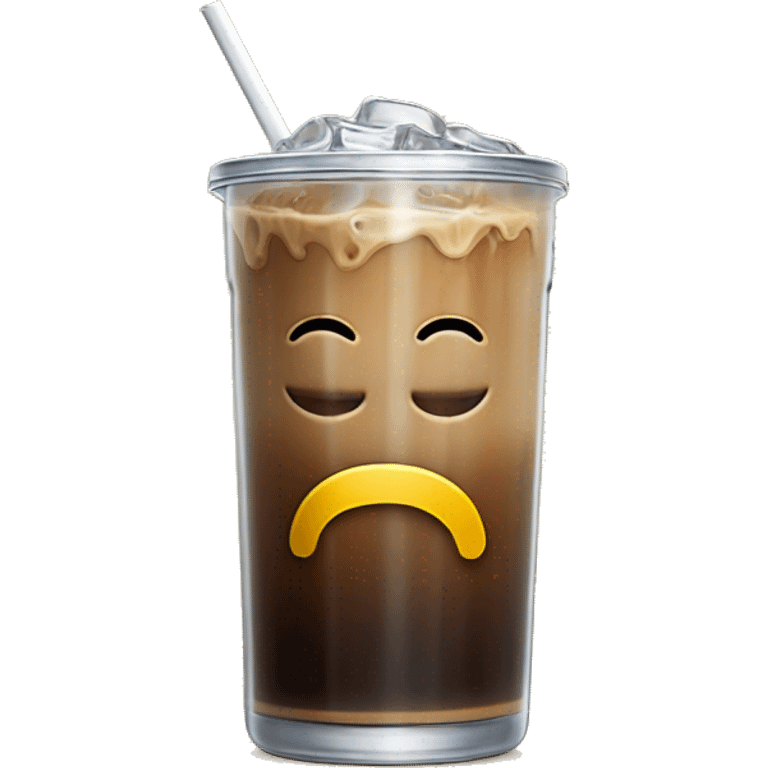 Iced coffee in a libbey cup (beer glass can) with bamboo lids and straw. No face or smiley emoji