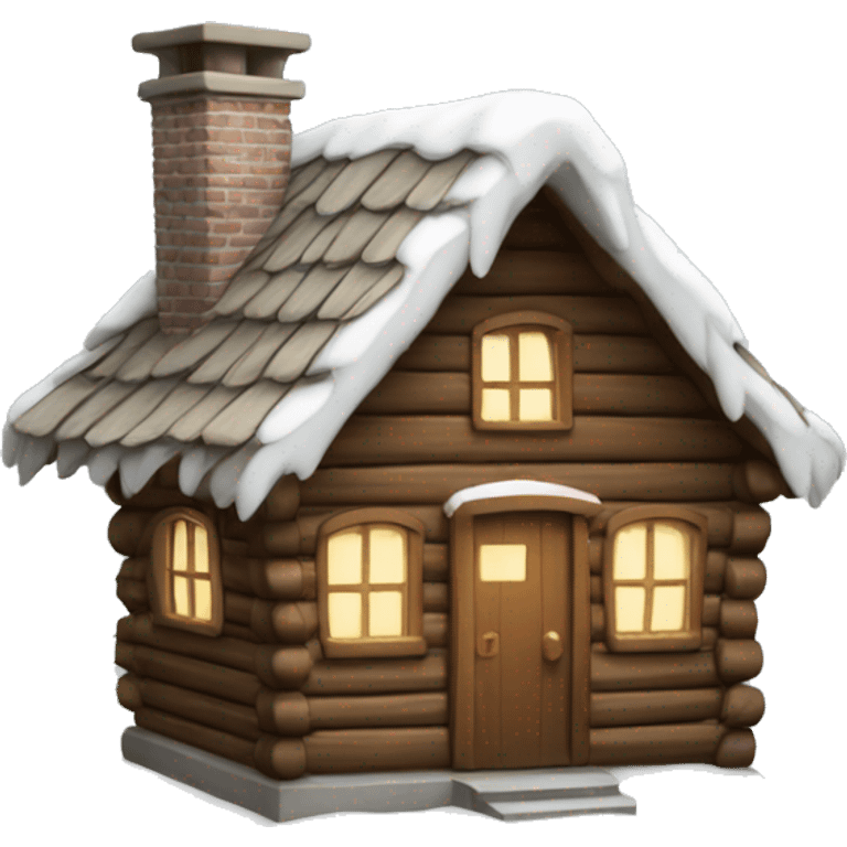 cute christmas cabin with snow on the roof  emoji