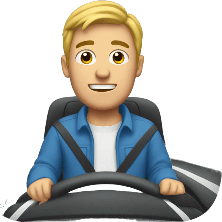 White guy driving to mountains emoji