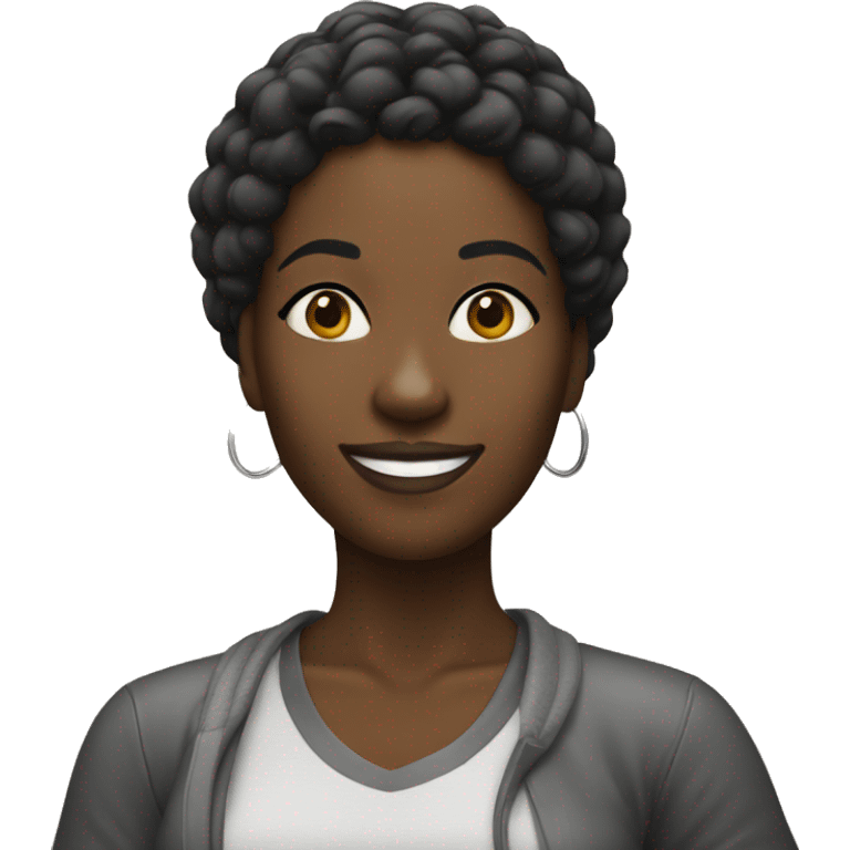 A black woman taking a selfie happy  emoji