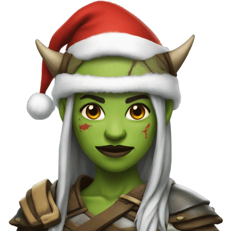 orc female warrior with santa hat emoji