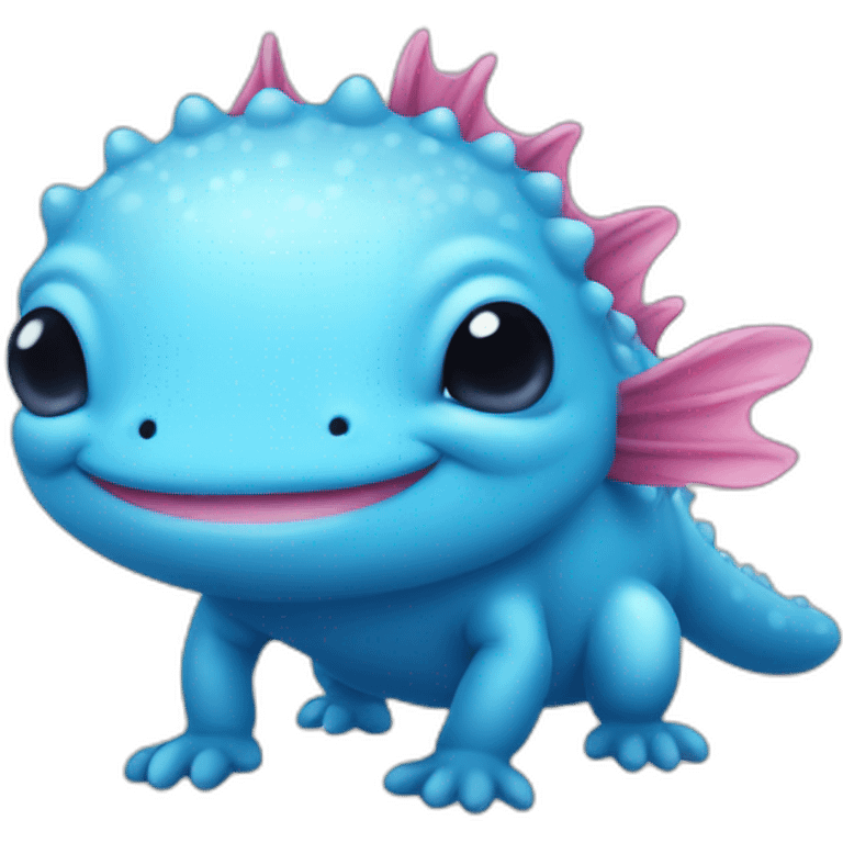 Bright blue axolotl cute and cartoon style  emoji