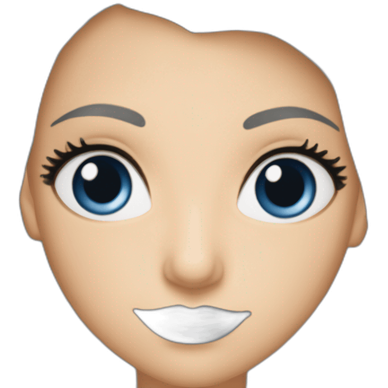 Belle femme châtain claire aux yeux bleus et aux lèvres pulpeuses  emoji