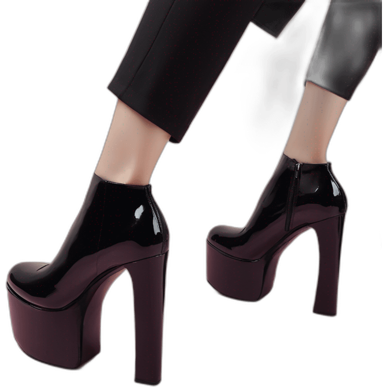 One view back Black Patent Leather Daffodile Platform Heels emoji