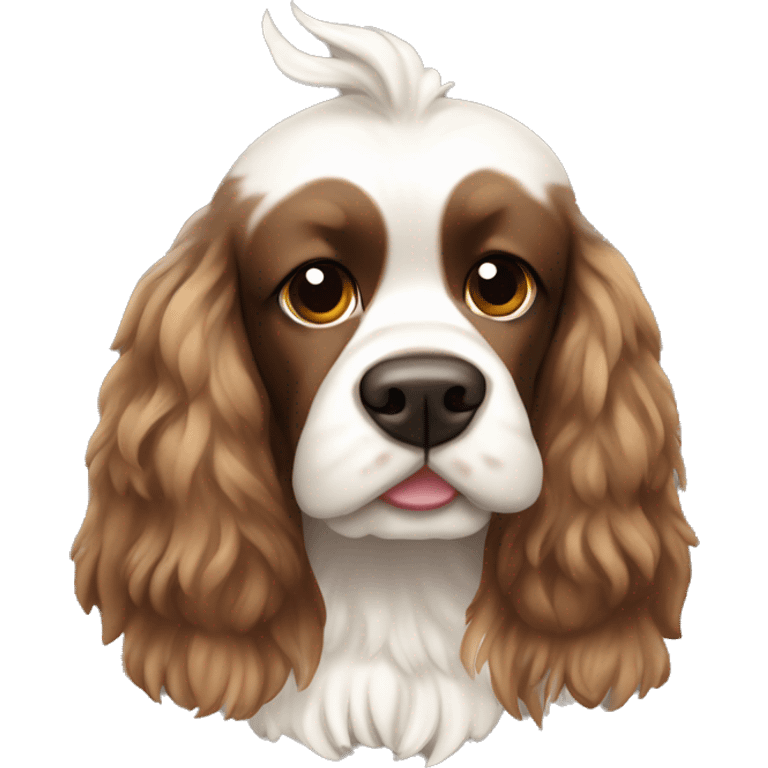 Brown and white Mohawk spotted Cocker spaniel with a Mohawk  emoji