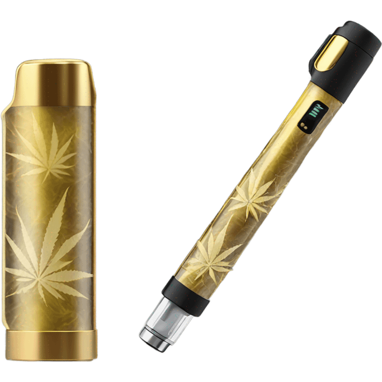 A vape pen with a cartridge filled with yellowish gold weed oil 510 battery emoji