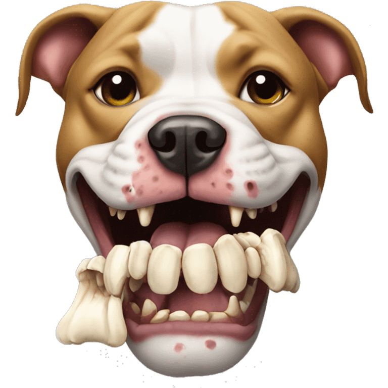 Pit bull dog with skull in his mouth emoji