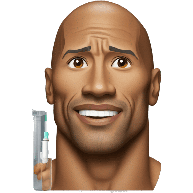 Dwayne Johnson with syringe emoji