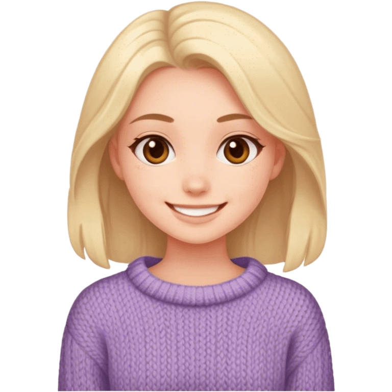 smiling girl in cozy sweater emoji