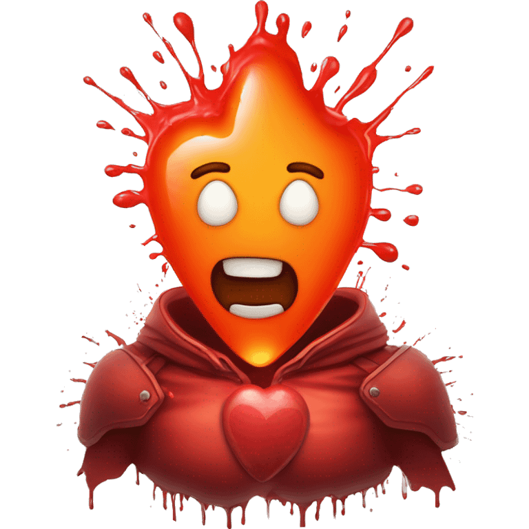 bleeding red heart glowing red-orange with splatter emoji