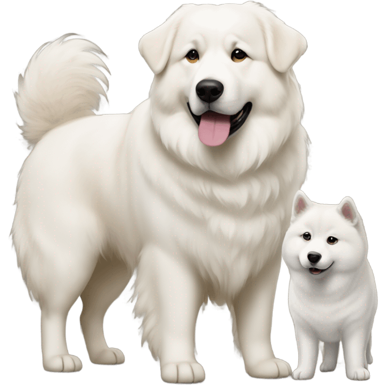 Great Pyrenees and Akita standing next to each other emoji