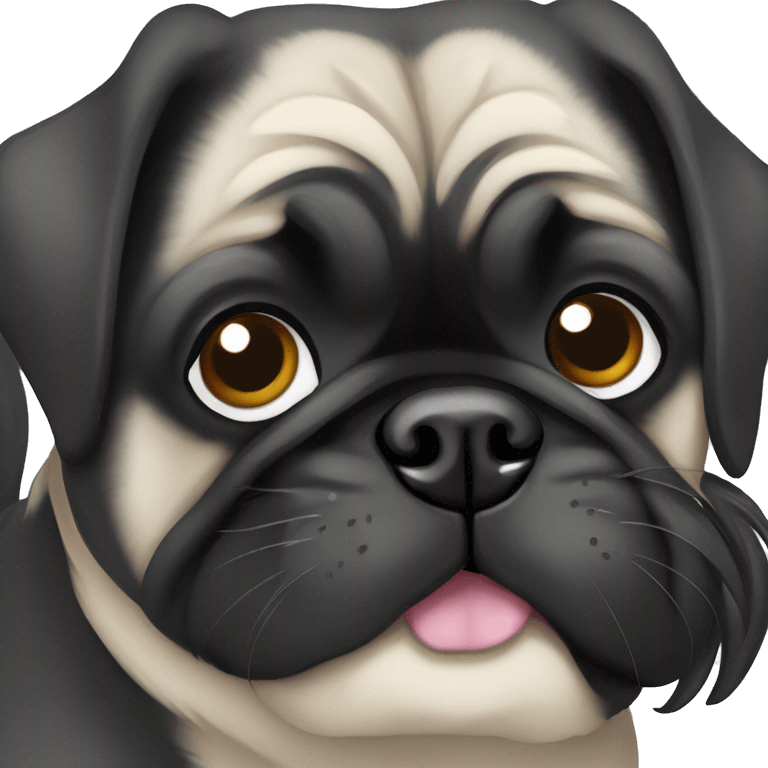 Perro pug color negro emoji