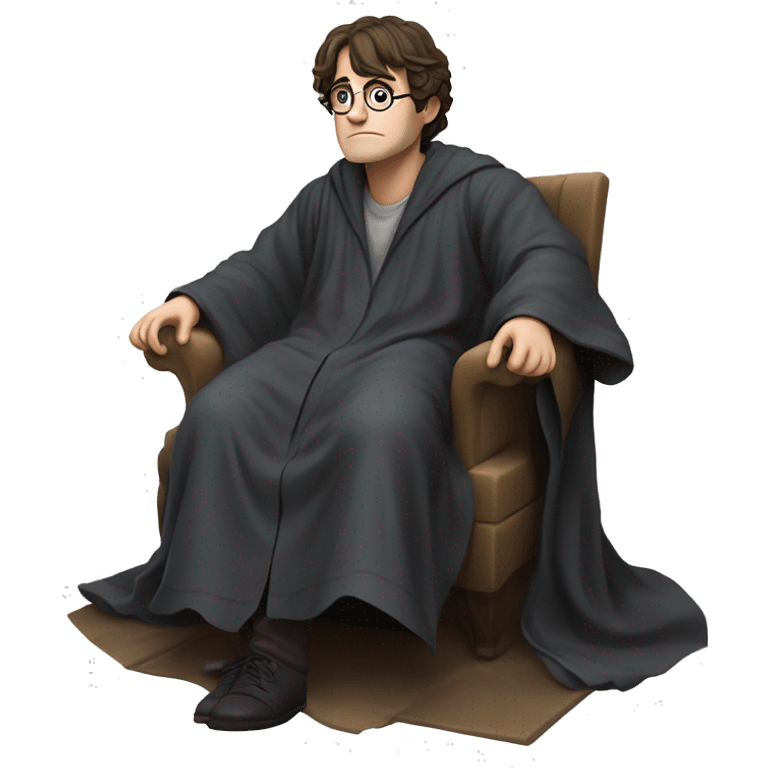 full body Harry Potter in robe laying down looking very stressed  emoji