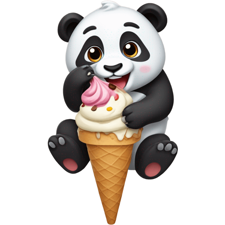 Panda eating ice cream emoji