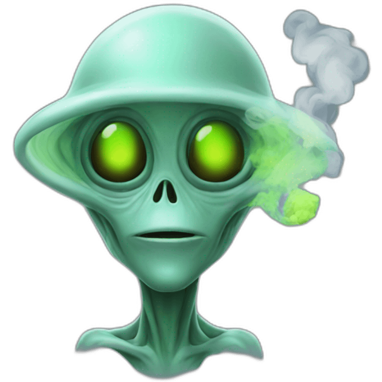 alien with smoke emoji