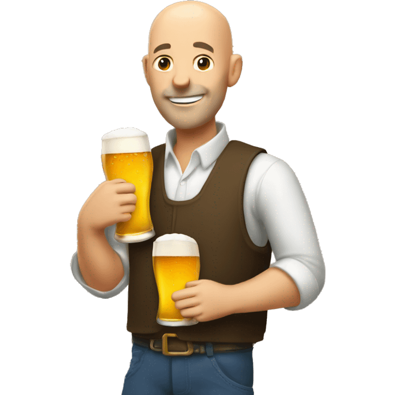 bald farmer with beer emoji