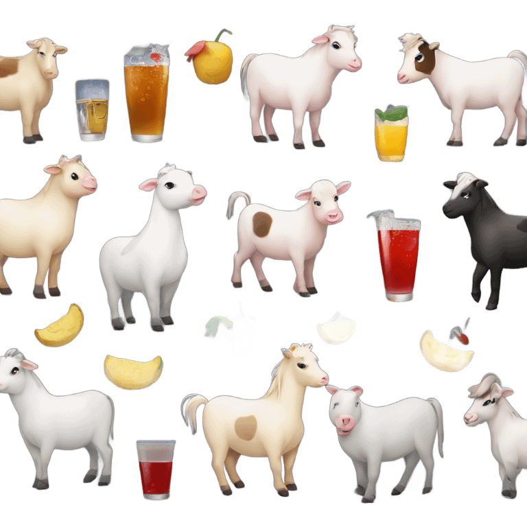 farm animals at a club with drinks and dancing  emoji