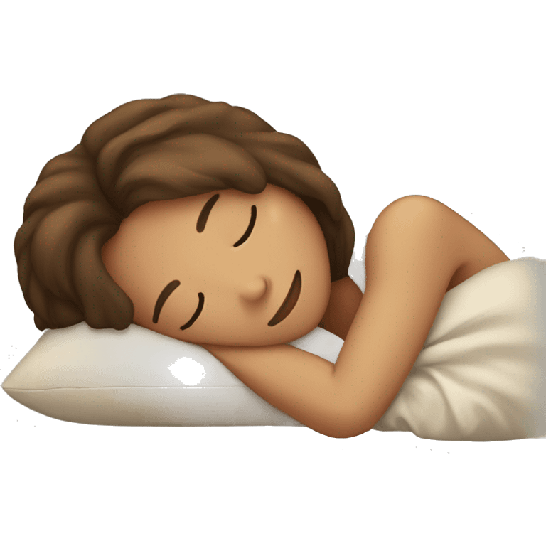 A girl with brown hair sleeping on a pillow emoji