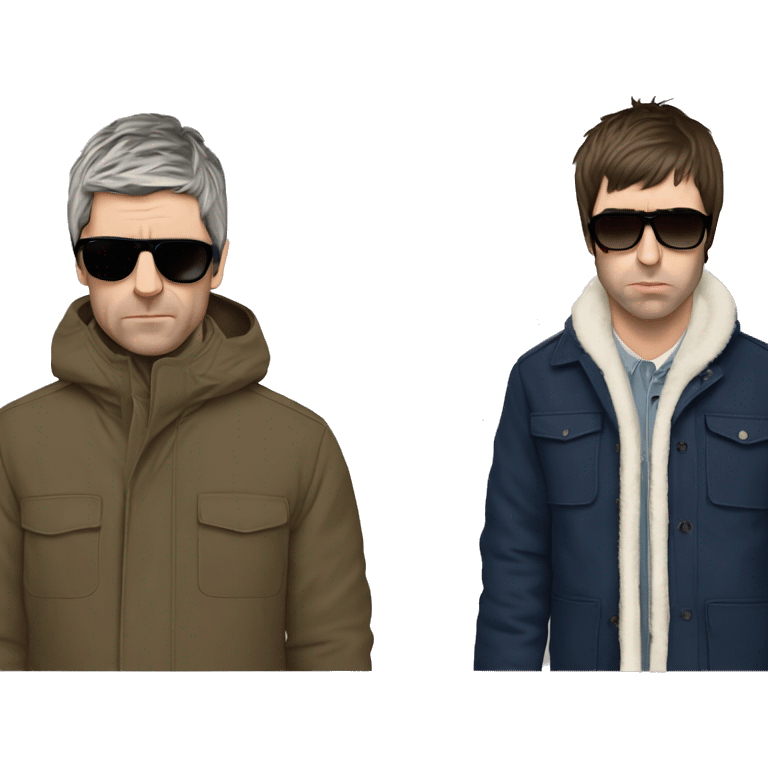 liam and noel gallagher in parkas with sunglasses emoji