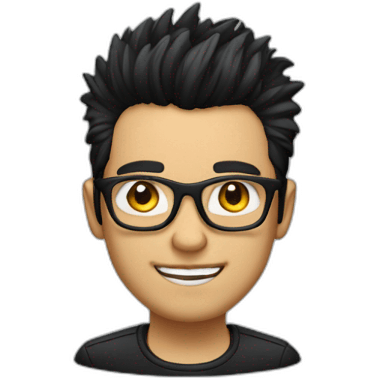 a guy with white coloured spectacles,black coloured Fauxhawk hairstyle emoji