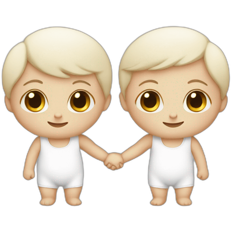 two white babies holding hands emoji