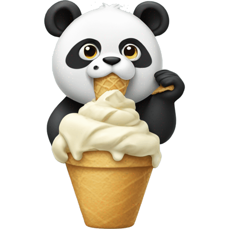 Panda eating ice cream emoji