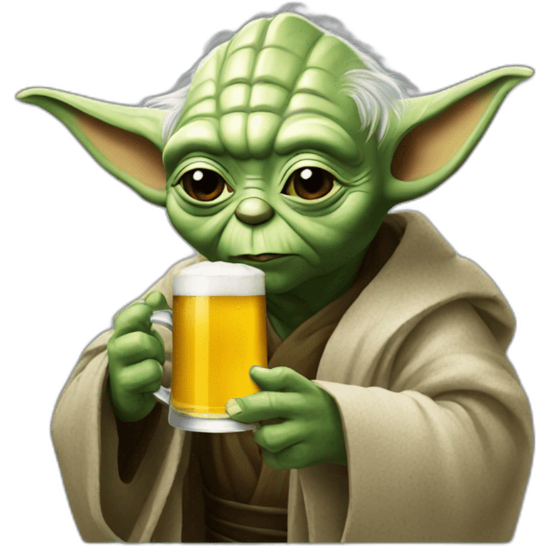 Yoda drinking a beer emoji